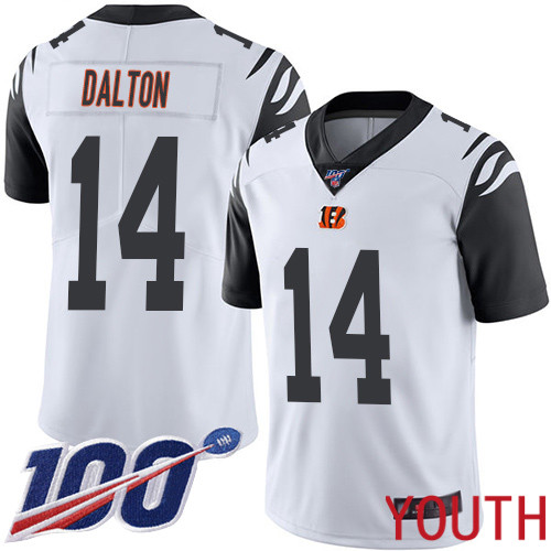 Cincinnati Bengals Limited White Youth Andy Dalton Jersey NFL Footballl #14 100th Season Rush Vapor Untouchable->youth nfl jersey->Youth Jersey